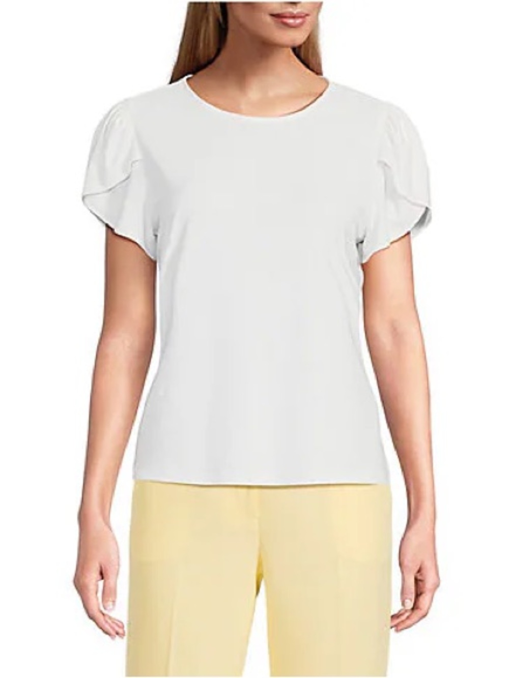 Alex Marie White Ruffle Sleeve Short Sleeve Tee